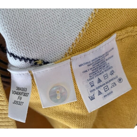 Lands' End Yellow Argyle Button-Up Cardigan – Preppy Knit Sweater Size Medium - Picture 4 of 4